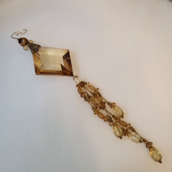 Vintage Christmas Ornament Amber Crystal Large Holiday Decor Tree Hanging - Picture 4 of 8